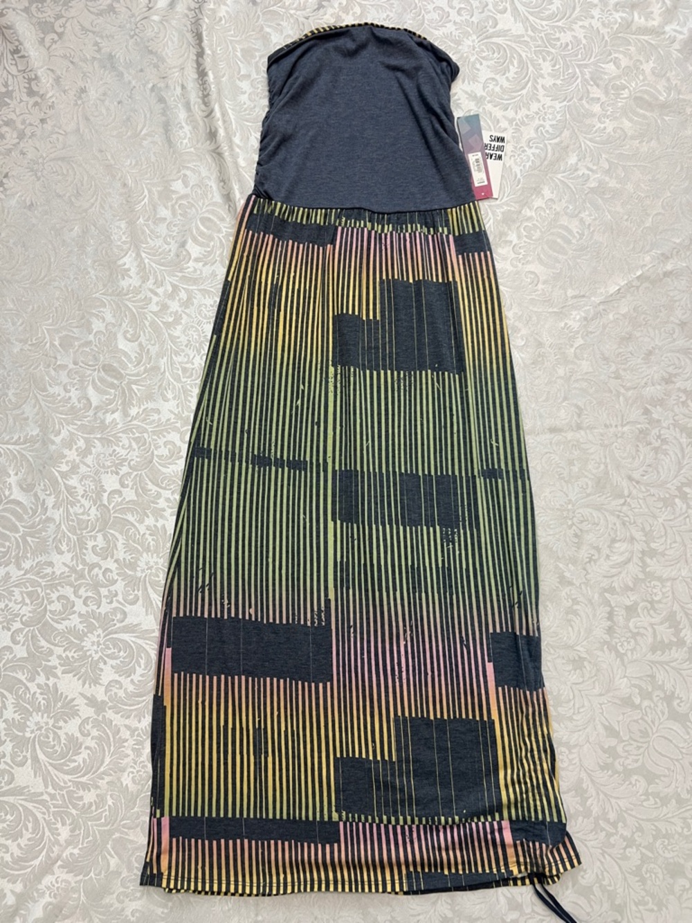 Hang Ten Multicolor Striped Strapless Maxi Dress/Skirt/Swimsuit Coverup